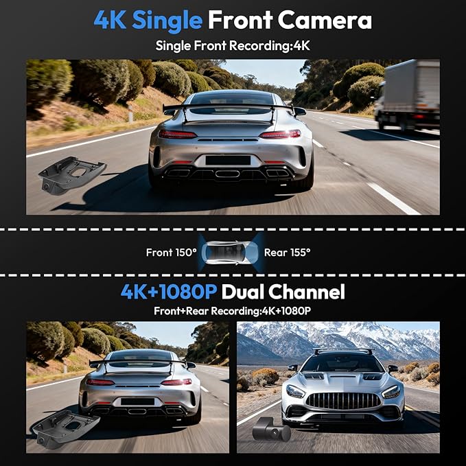 Front 4K & Rear 1080P Dash Cam for Toyota Sienna 2021 2022 2023 2024 2025 2026 LE Limited XLE Platinum XSE (XL40),OEM-Style,Built-in WiFi & APP,Loop Recording,G-Sensor,128GB