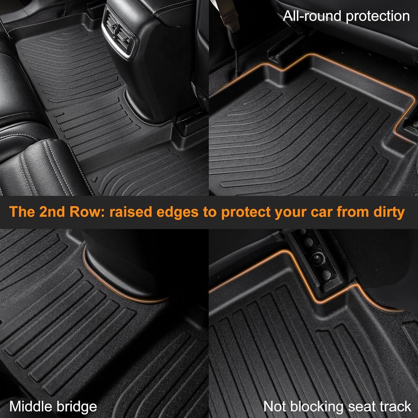 Binmotor-Floor Mats & Cargo Liner Set for Buick Enclave 2018-2024, All Weather Car Floor Mat, TPE Rubber Liners Cargo Trunk Mat for Accessories
