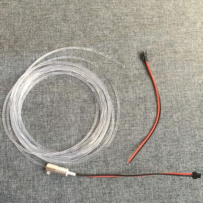 3mm 5meters/16ft PMMA Optic Fiber Cable Side Glow with 12V 1.5W LED Aluminum Illuminator Light Source for Home Car DIY (Blue)