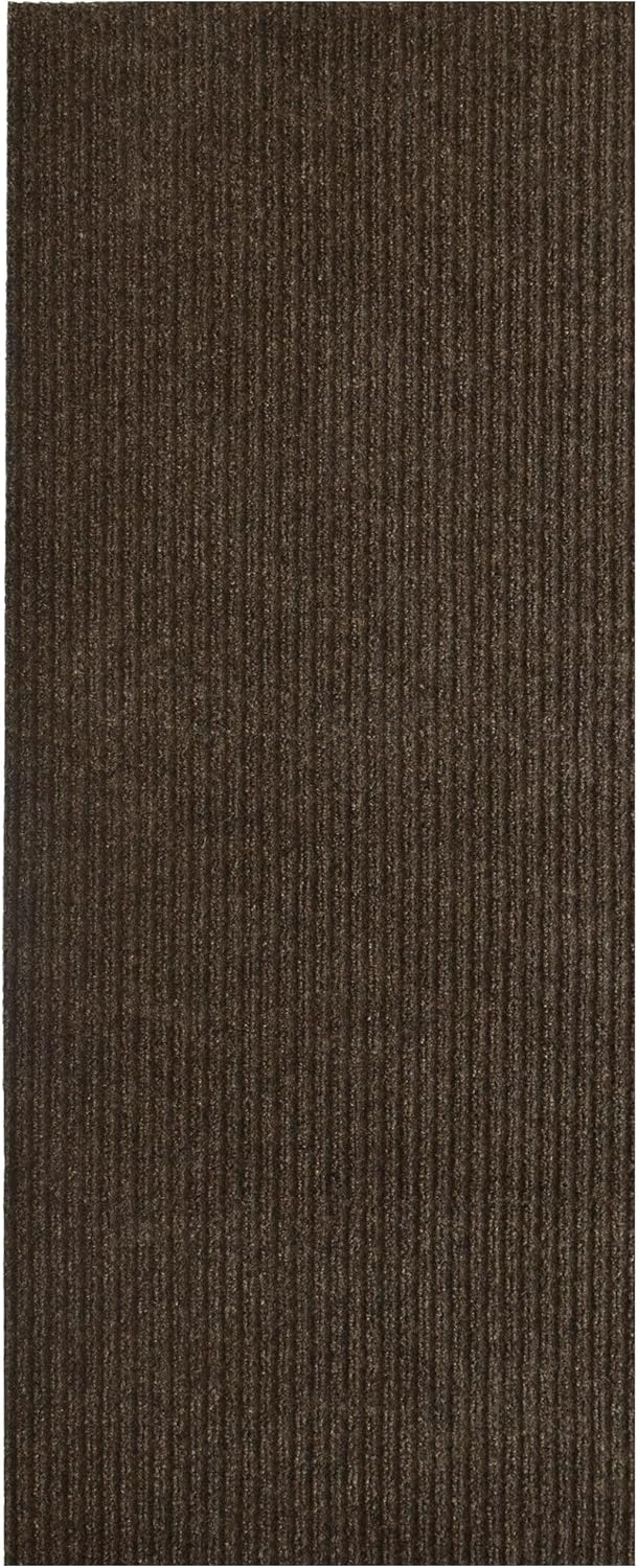 iCustomRug Spartan Weather Warrior Indoor/Outdoor Utility Ribbed Carpet Runner with Non-Slip Thermoplastic Rubber Backing, 3ft X 70ft in Brown