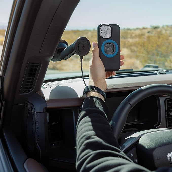 Quad Lock Heavy Duty Suction Car Phone Mount with MAG Phone Case and MAG Wireless Charging Head for iPhone 14