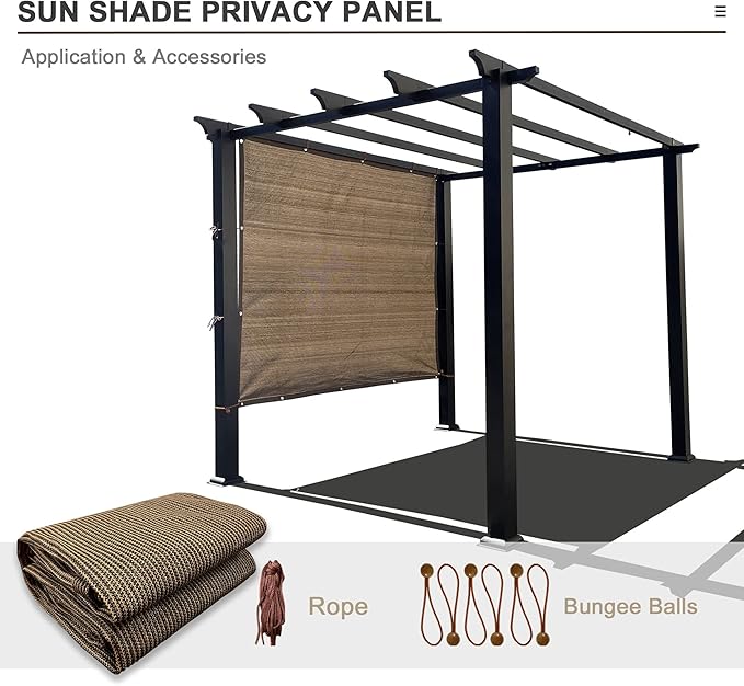 Alion Home Sun Shade Privacy Panel with Grommets and Hems on 4 Sides for Patio, Awning, Window, Pergola or Gazebo - Mocha Brown (10' x 12')