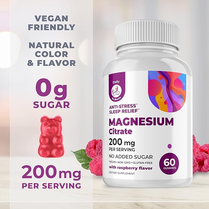 Vitamin D Gummies for Kids&Adults 2000 IU and Magnesium Gummies - healthy Vitamin D3 Supplements 1000IU - Vegetarian Gelatin-Free Immune Support with Sugar-Free Magnesium Calm Chews for Kids&Adults