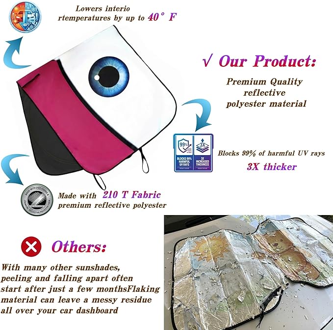 eygeufg Windshield Shade, Car Sun Shade for Front Windshield (Pink, Standard)