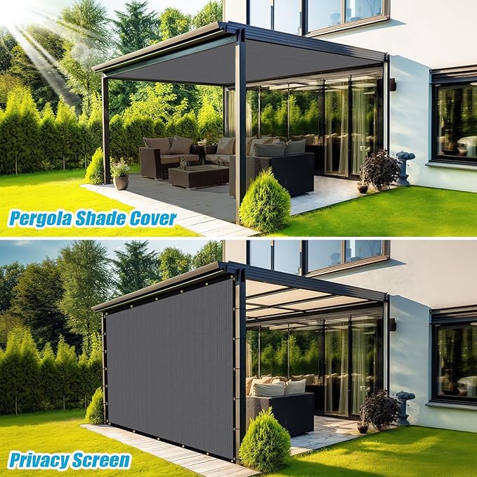 Amagenix 90% Shade Fabric 4'X 18' Gray Sun Shade Cloth with Grommets for Pergola Replacement Shade Cover Canopy, Heavy Duty, Cable Zip Ties Included (We Customized)