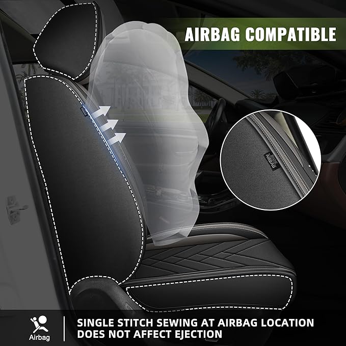 AOMSAZTO Universal Front Seat Covers for Chevrolet Chevy Trax Colorado Equinox Malibu Silverado Tahoe Traverse Suburban Cruze Blazer Trailblazer Fits for All Chevy Cars Sedan Truck SUV - Black&Grey