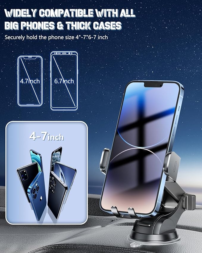 BothLin Wireless Car Charger, Fast Charging Phone Holder 3 in 1 Phone Mount Auto Clamping Car Accessories Compatible with iPhone 17 16 15 14 13 12 11 Xs XR, Samsung S23 Ultra S22 S21 S20(Space Grey)