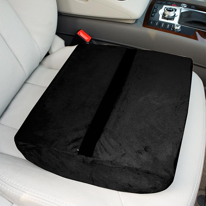 Bookishbunny 2pc High Resilience Memory Foam Seat Chair Waist Lumbar Back Support Cushion Pillow Car Office Home (Black)