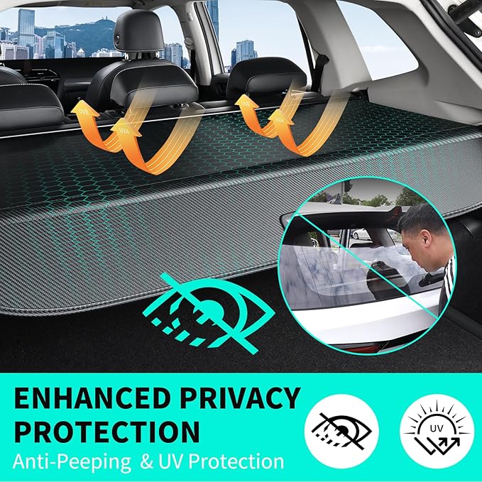 Tecoom Cargo Cover fit for Toyota 4Runner Accessories 2010-2024, Retractable Rear Trunk Cover Luggage Security Shade, Anti-Peeping Privacy Screen Protector, Carbon Fiber Texture