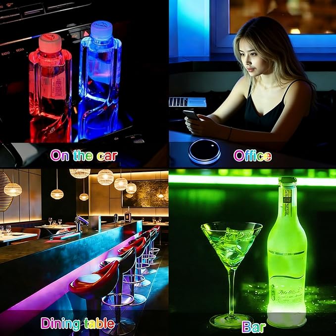 Turtle LED Cup Holder Lights for Car,2Pcs LED Light Up Cup Holder Coasters with USB Charging 7 Colors 3 Modes,Waterproof Interior Atmosphere Lamp,Car Decor Accessories Turtle Gifts for Women Men