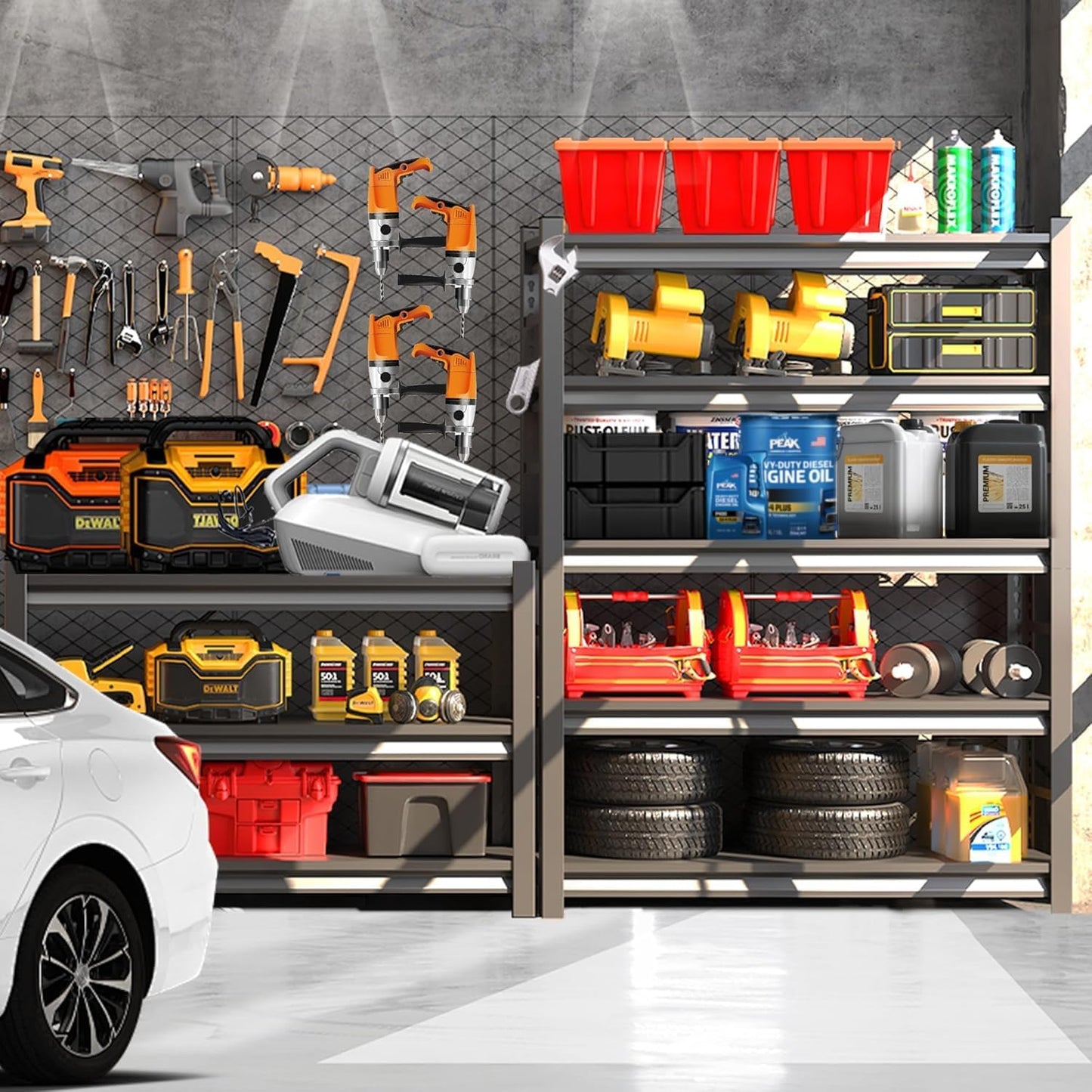 Metal Garage Shelving Unit, Heavy Duty 5-Tier Adjustable Storage Rack, Steel Shelving,2000 lbs Capacity, Industrial Shelves for Heavy Tools and Equipment (5-Tier 78" H x 32" W x 14" D)