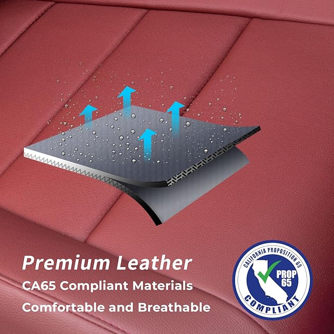 coverdream Rav4 Seat Covers Custom Fit for 2019-2025 Toyota Rav4 Hybrid(LE,XLE,XLE Premium,Limited) SUV,Fully Covered,Waterproof Leather Car Seat Protector(Full Set,Wine Red)