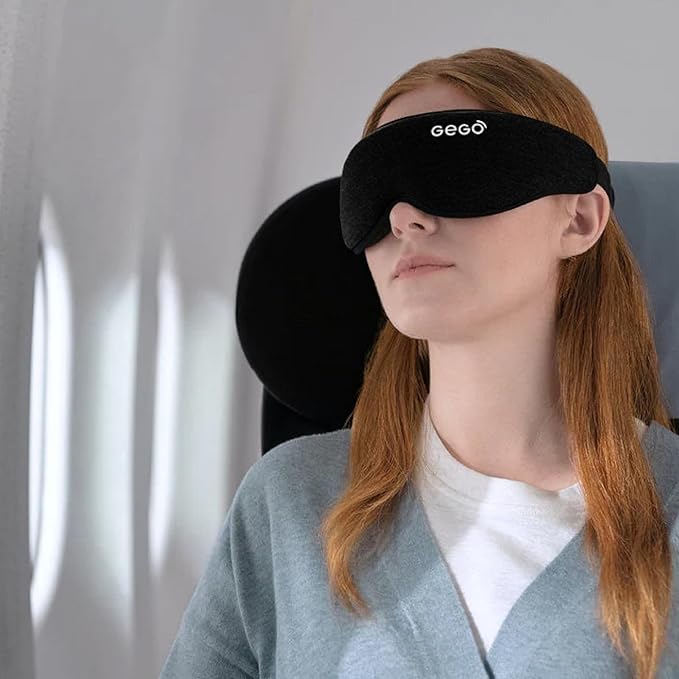 GEGO Premium Travel Kit, Sleep Mask 3D Contoured Eye with Soft Memory Foam, Luggage Tag Waterproof Resistant and Strap with Lock for Luggage TSA Approved (Sleep Mask Purple/Luggage Tag Purple)