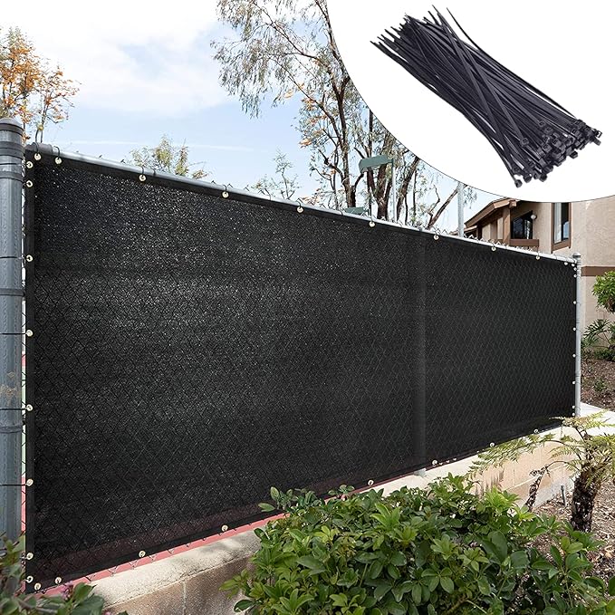Royal Shade Custom Size 5' x 35' Black Fence Privacy Screen Windscreen Cover Netting Mesh Fabric Cloth - Cable Zip Ties Included (We Make Custom Size)