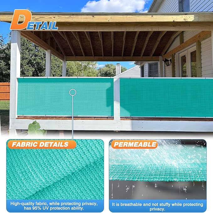 TANG Sun Shade Fabric Roll 8'x115' Shade Cloth for Garden Turquoise Green HDPE Mesh Shading Pergola Cover Replacement Canopy, 95% Blockage Sunshades for Outdoor Patio Backyard Plant