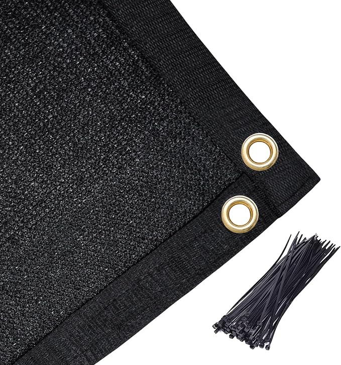 Amagenix 90% Shade Fabric 13'X 17' Black Sun Shade Cloth with Grommets for Pergola Replacement Shade Cover Canopy, Heavy Duty, Cable Zip Ties Included (We Customized)
