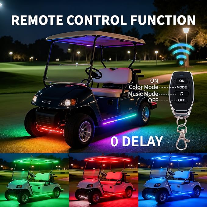 Golf Cart Lights underglow Light kit/Accessories Lighting/Wheel Lights/led Lights underbody/Remote, Music Sync, IP67 Waterproof for EZGO/Yamaha/Club Car (4Pcs)