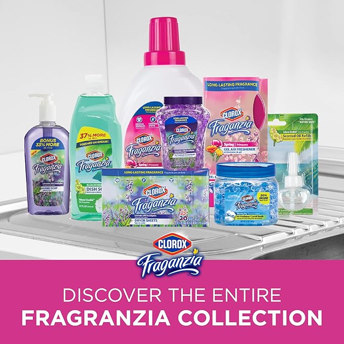 Clorox Fraganzia Crystal Beads Air Freshener Twin Pack, Long Lasting Room Deodorizer and Odor Eliminator Gel Beads for Home, Car, or Office, Morning Sky Scent, 24 Fl Oz - 6 Pack