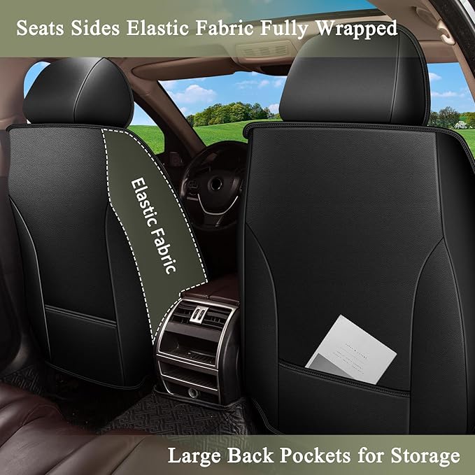 Car Seat Covers Front Pair for Honda Civic 2003-2015 & 2020-2026: Breathable Perforated Leather Seat Cover (Black&Grey)