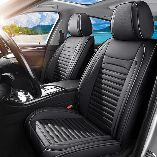 Front Seat Covers Fit for Toyota C-HR 2018-2022, Car Seat Covers Front Seats, Breathable Faux Leather Automotive Seat Covers Front Pair Anti-Slip Seat Cover(Black, Front)