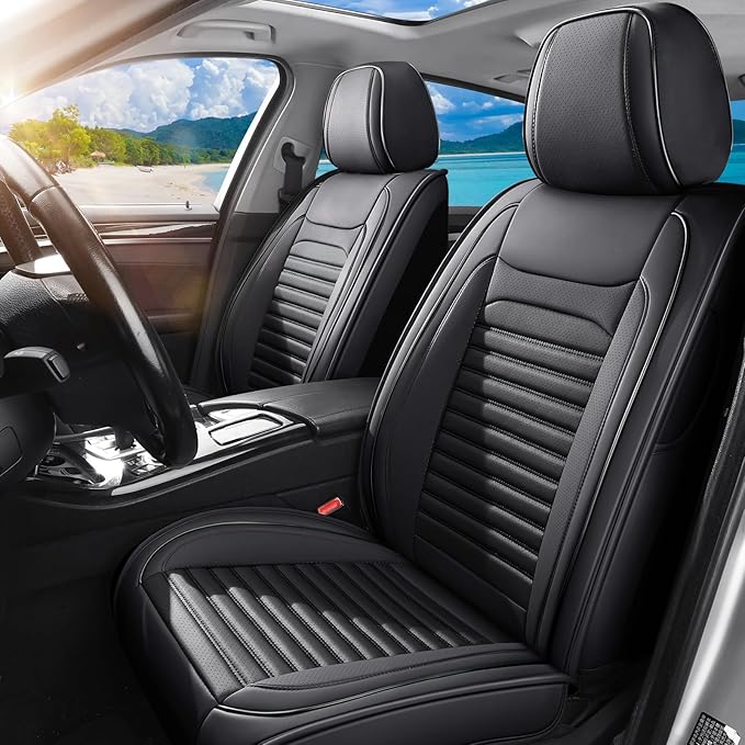 Car Seat Covers Full Set Fit for Toyota Venza 2009-2026, Premium Faux Leather Car Seat Protector,Breathable Anti-Slip Full Wrapping Edge Seat Covers(Black,Full Set)