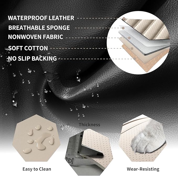 Car Seat Covers Full Set Fit for Toyota C-HR 2018-2022, Premium Faux Leather Car Seat Protector,Breathable Anti-Slip Full Wrapping Edge Seat Covers(Beige,Full Set)