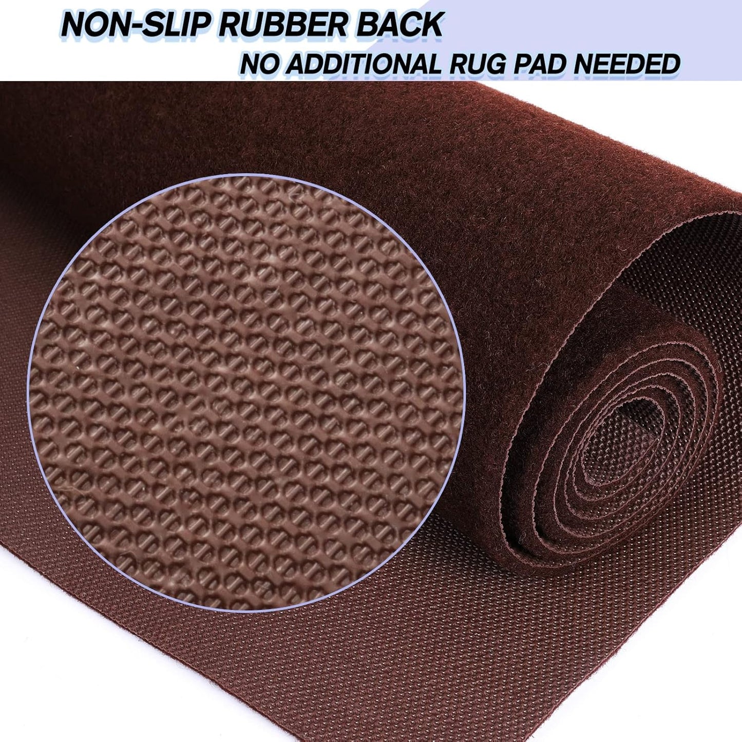 Custom Size Backed Non-Slip Area Rugs Runner, Easy Clean, Waterproof Runner Rugs for Hallway Entryway, Kitchen, Laundry, 4FT x 42FT, Brown