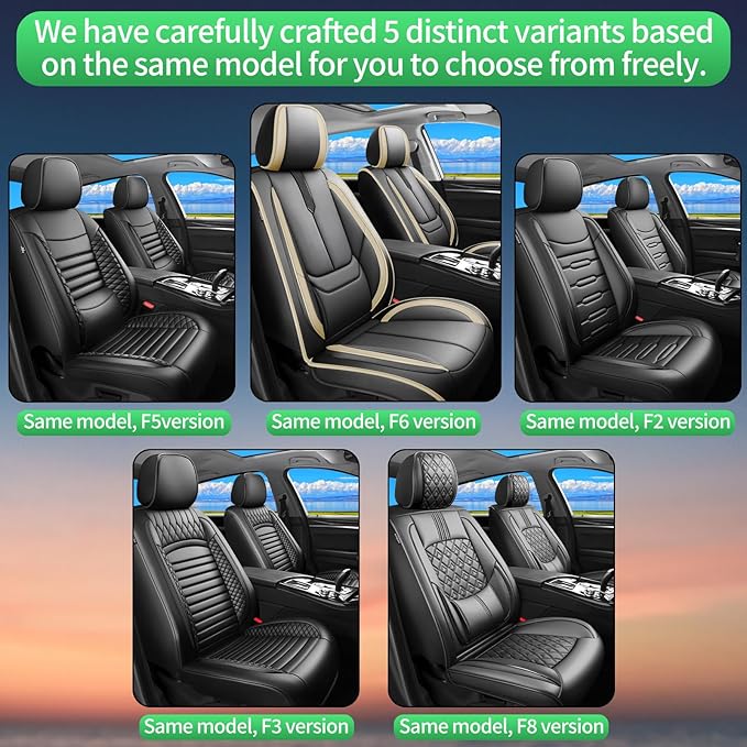 Fit Highlander Car Seat Covers for Toyota Highlander 2007-2026 -Upgraded Premium Waterproof & Breathable Leather,Airbag Compatible,All-Weather Seat Cushion Protector,2 Front/Black-Beige