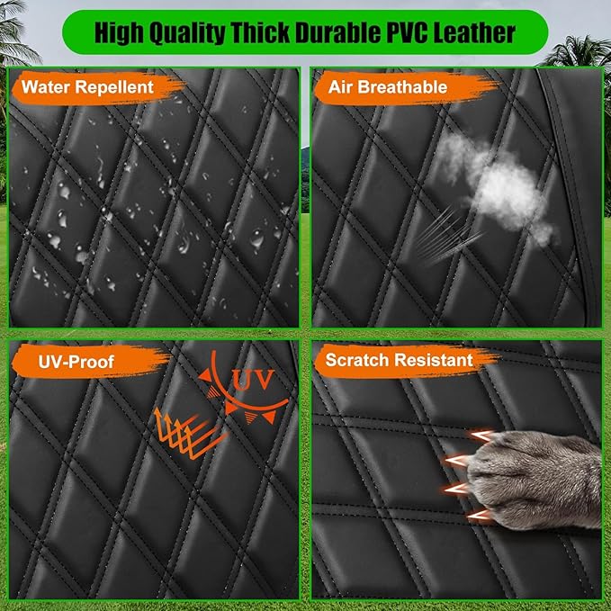 Club Car DS Pre-2000 Golf Cart Seat Cover Thick Premium Marine Leather Made with Custom Diamond Stripe Soft Comfortable/Anti-Scratch/Anti-Fading/NO Stapler Required