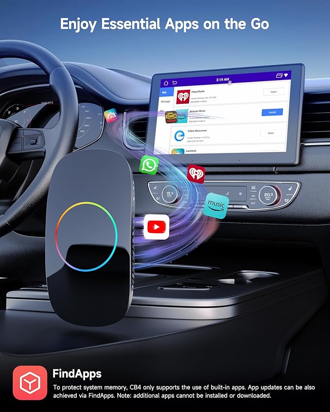 Magic Box - AI Box CarPlay Android Auto Wireless 2GB+16GB, Support YouTube, Netflix, Prime Video, Disney+, Spotify w/HDMI Output, Dual Wi-Fi & BT (5.4 & 4.2), USB Playback, AI-Powered, OTA