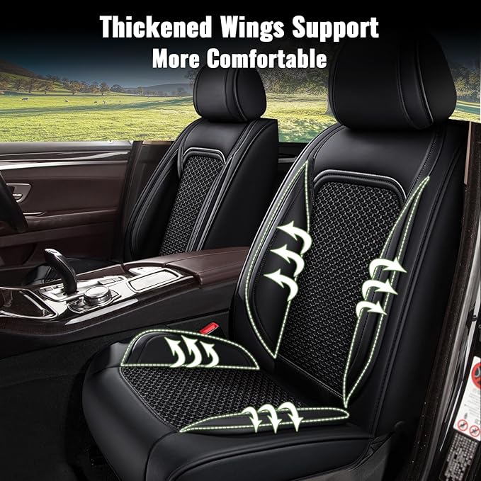 Car Seat Covers for Mazda CX5 CX-5 2013-2025 2026, Breathable Cooling Ice Silk Leather Car Seat Covers, 5 Seats Full Set Vehicle Seat Protector Seat Cushion Auto Accessories (Black)