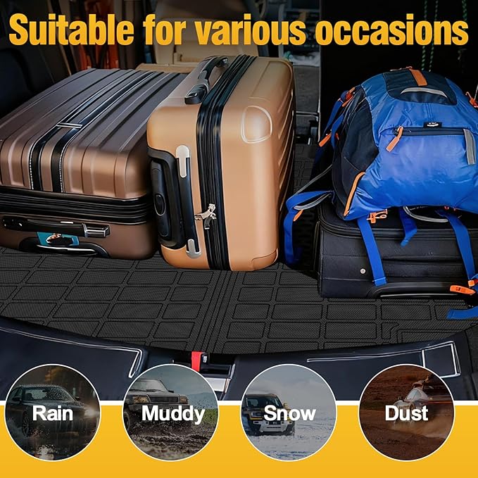 Trunk Liner Cargo Liners for Dodge Durango 2011-2015 6/7Seat Rear Trunk Floor Mats 3D Boot Tray All-Weather TPE Black