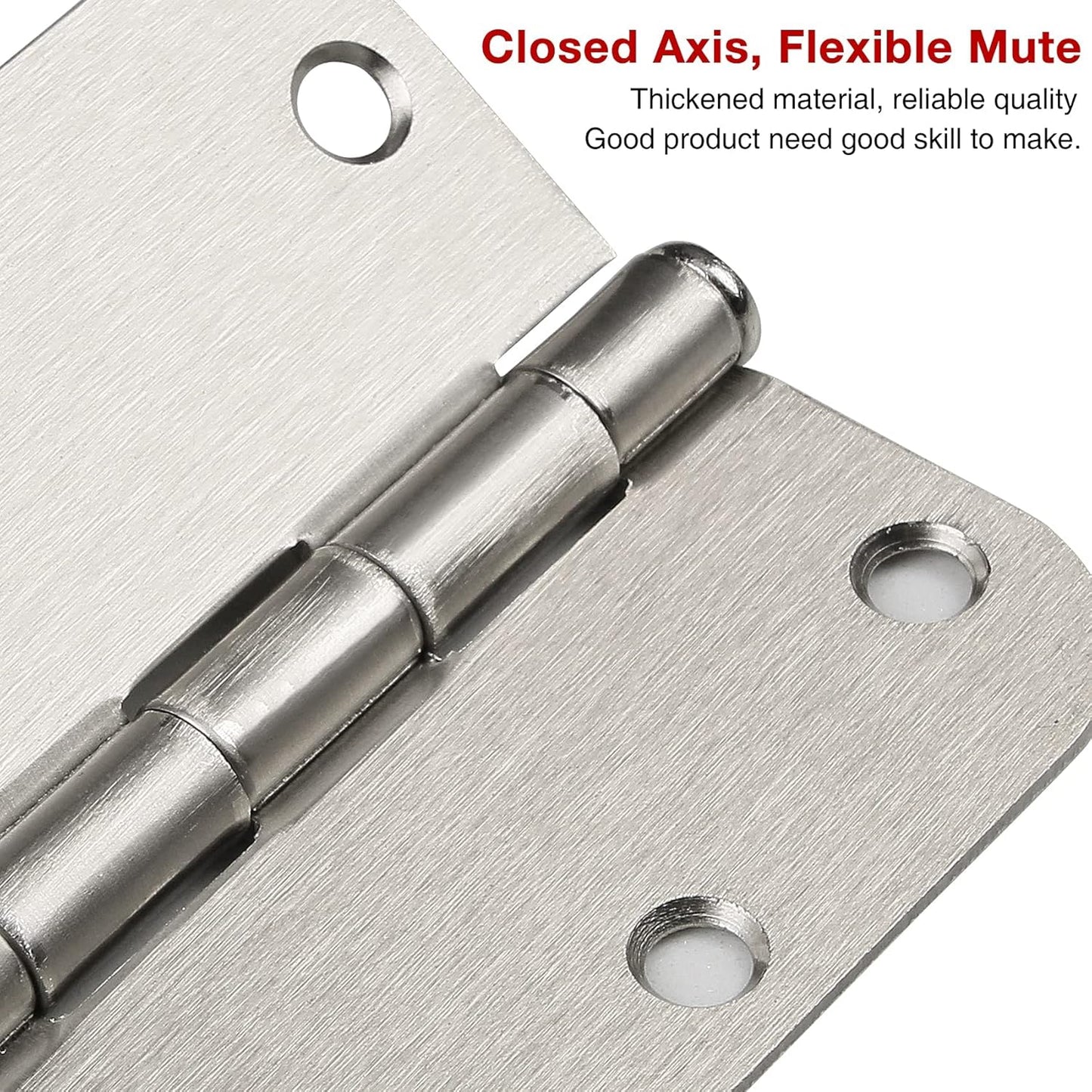 42 Pack Rounded Door Hinges Brushed Nickel 3.5 inch x 3-1/2", 5/8" Radius Heavy Duty Steel Iron 3 ½"Hinge for Doors, Interior Room,Outdoor Window,Constructition Hardware Kit Home Decor Essentials