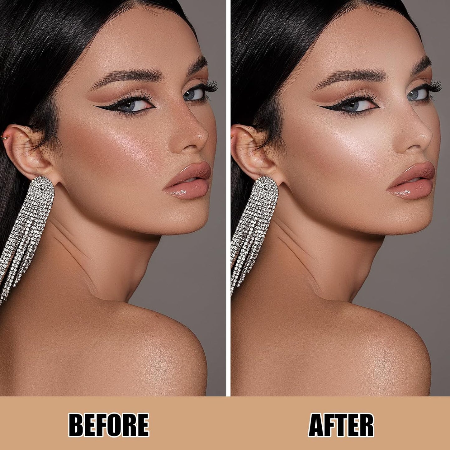 Beige Glittering Face Palette,Stereo for Face Retouching, Eye Shadow Highlighting Shadow Finish Palette, Natural，Low Saturation Makeup Contour Face Palette