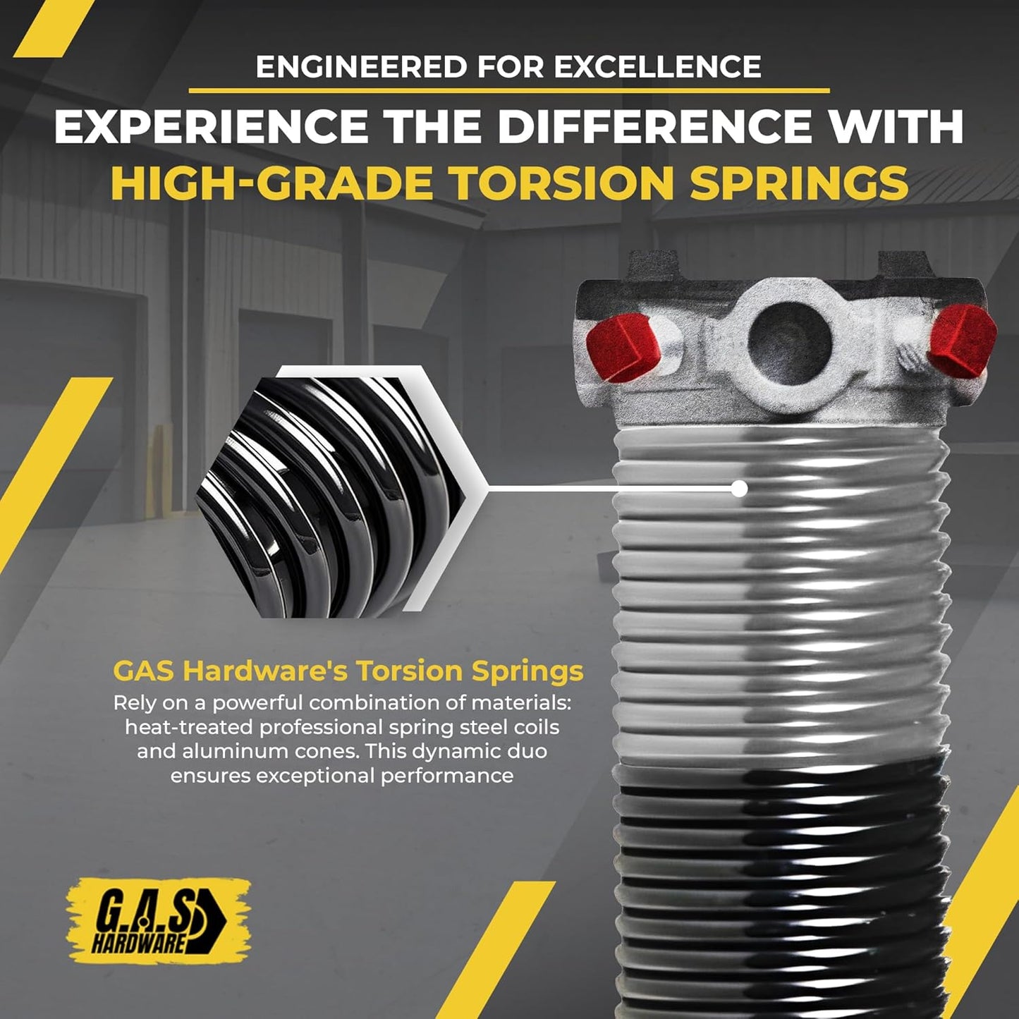 Garage Door Torsion Spring 218x1.75x26 Includes 1” Steel Bearing, Non-Slip Gloves, and Winding Bars for Left Side of Garage Door Precision E-Coating 5-Year Warranty Min. 30,000 Cycles (Red Cone)