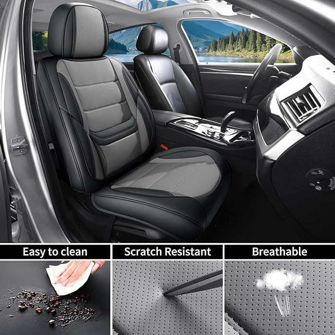 Car Seat Covers Full Set Custom Fit for Mercury Mariner 2005-2011,Premium Faux Leather with Lumbar Support, Breathable, Anti-Slip & Soft Touch(blackgray,Fullset)