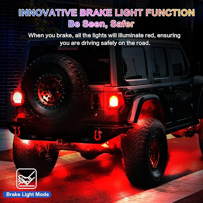 10Pods Segmented RGB LED Rock Lights Kit with APP/RF Remote Control, Waterproof Multi Color Underglow Light Music Mode 12V Underbody for Jeep Trucks UTV ATV RZR Golf Cart Offroad SXS SUV Side By Side