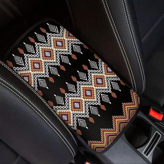 Center Console Armrest Cover Pad for Most Vehicle, Aztec Tribal Durable Armrest Cushion Protector for SUV, Truck, Car, Universal Fit Car Accessories Interior