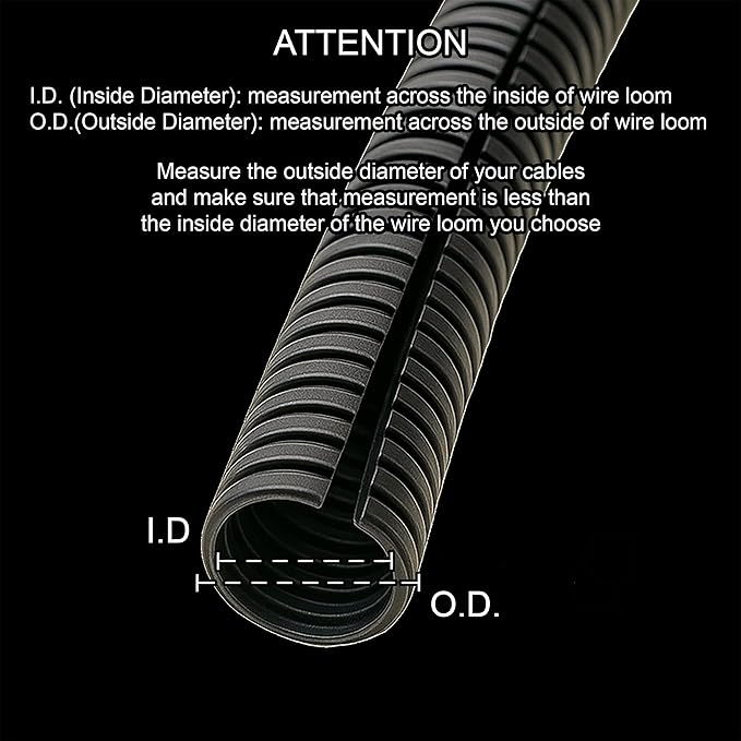 Electriduct Split Wire Loom Tubing Polyethylene Corrugated Flexible Conduit - 1/4" Nominal Size - 1000 Feet - Blue