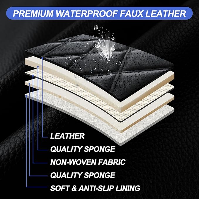 Fit Integra Car Seat Covers for Acura Integra 2023-2026 - Premium Leather, Waterproof, All-Weather, Airbag Compatible, Anti-Slip, Breathable, Easy Install, Seat Protectors, Full Set, Redline