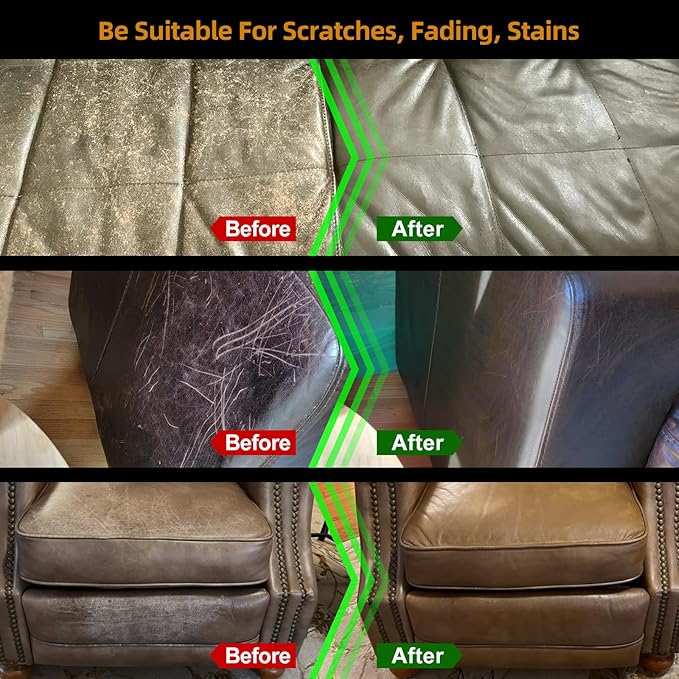 Leather Recoloring Balm, Leather Color Restorer, Leather Restorer for Couches, Leather Scratch Remover, Leather Scratch Repair, Leather Repair Kit for Furniture, Leather Dye (Black)