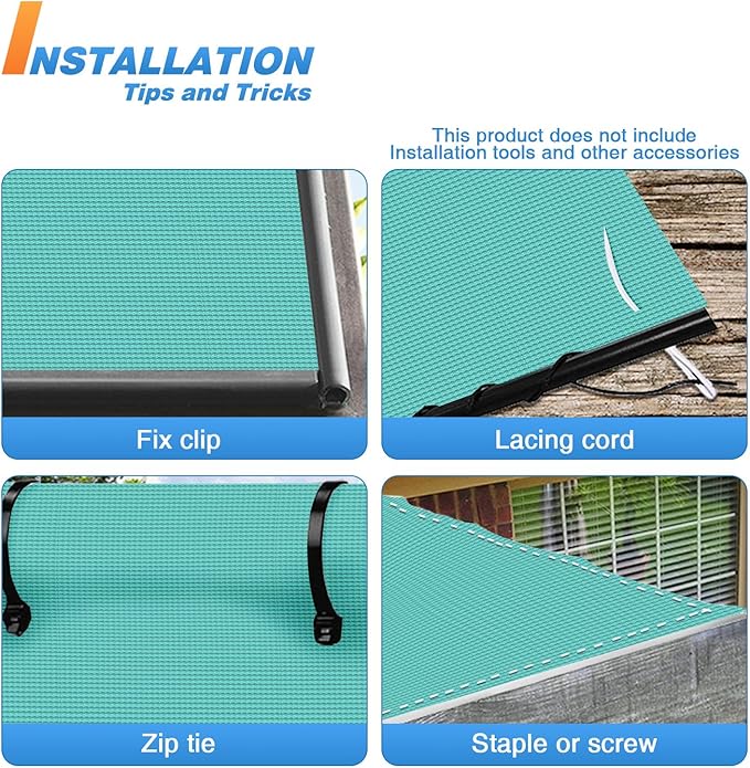 TANG Sun Shade Fabric Roll 8'x27' Shade Cloth for Garden Turquoise Green HDPE Mesh Shading Pergola Cover Replacement Canopy, 95% Blockage Sunshades for Outdoor Patio Backyard Plant