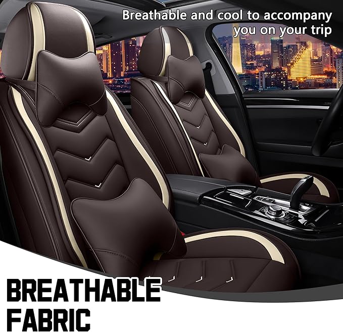 CTDS Car Seat Covers for Toyota Corolla 2000-2026, Stylish Sport Seat Cover, Premium Nappa Leather Car Seat Cover. Automobile Seat Covers Sets.(Luxury 2 Seats/Coffee Color)