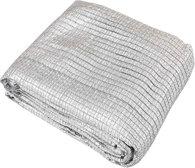 65% Aluminum Foil Shade Cloth with Grommets,20ft x 20ft, Mesh Sun Block Fabric Cover, Canopy, Privacy Screen for Outdoor Patio, Garden, Backyard, Silver