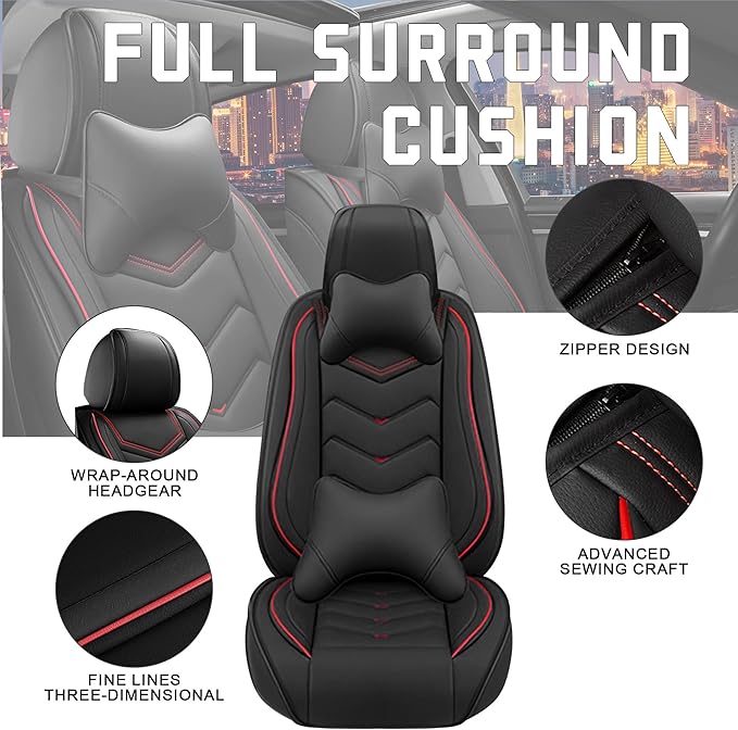 CTDS Car Seat Covers for Nissan Sentra 2000-2026, Stylish Sport Seat Cover, Premium Nappa Leather Car Seat Cover. Automobile Seat Covers Sets.(Luxury 2 Seats/Black)