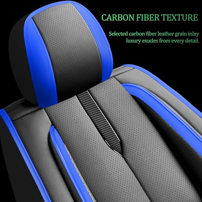 Fit Elantra Car Seat Covers for Hyundai Elantra 2017-2024 2025 2026 -Upgraded Premium Waterproof & Breathable Leather,Airbag Compatible,All-Weather Seat Cushion Protector,Full Set,Black-Blue