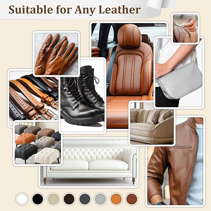 2025 New Advanced Leather Recoloring Balm,White Leather Repair Kit for Furniture,Leather Dye Filler,Couch Paint and Repair,Leather Color Restorer for Couches,Leather Scratch Remover for Car Interior