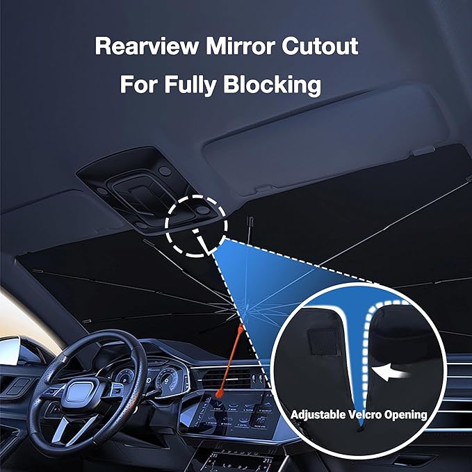 CHILL·TEK Funny Animal Car Windshield Sun Shade Umbrella, Funny Squirrel Car Sun Shade Umbrella, Block UV Rays Heat Foldable Windshield Umbrella Sun Visor Protector - Keep Vehicle Cool for Cars SUV