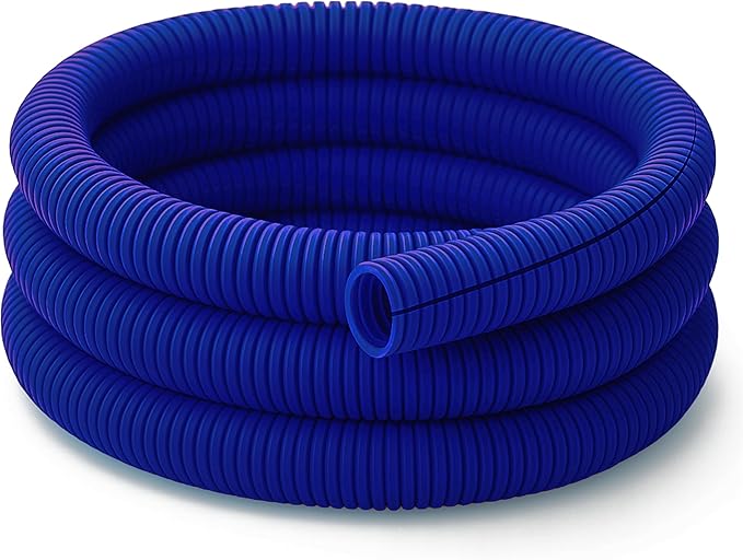 Electriduct Split Wire Loom Tubing Polyethylene Corrugated Flexible Conduit - 1.5" Nominal Size - 25 Feet - Blue