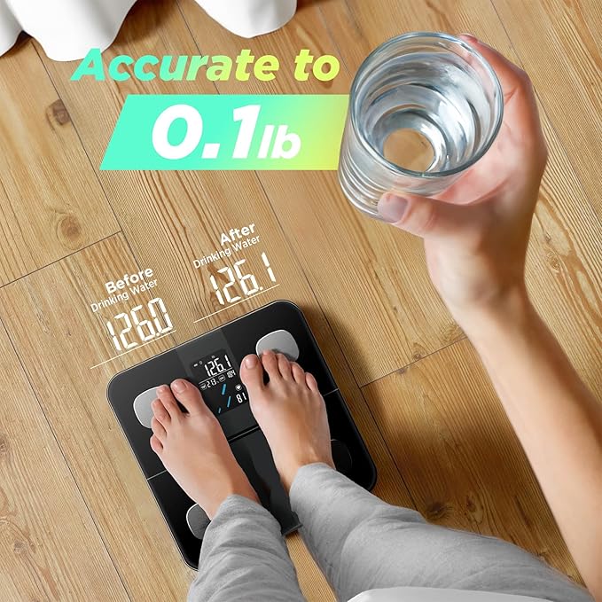 Runstar Smart Scale for Body Weight and Fat Percentage, High Accuracy Digital Bathroom Scale with Large Display for BMI Heart Rate 15 Body Composition Analyzer Sync with Fitness App 400lb